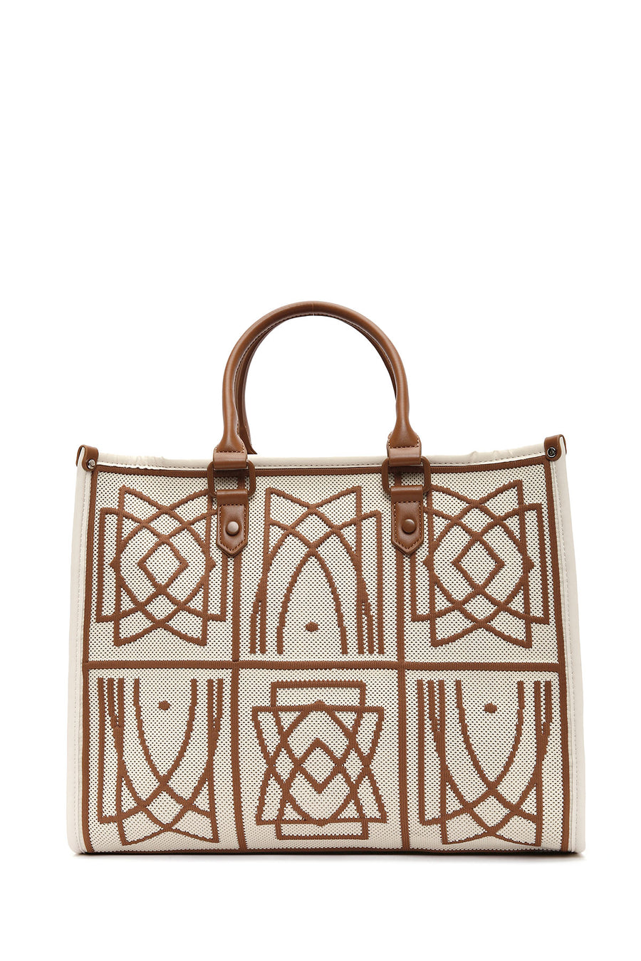 Women's Camel Long Strap Printed Fabric Handbag