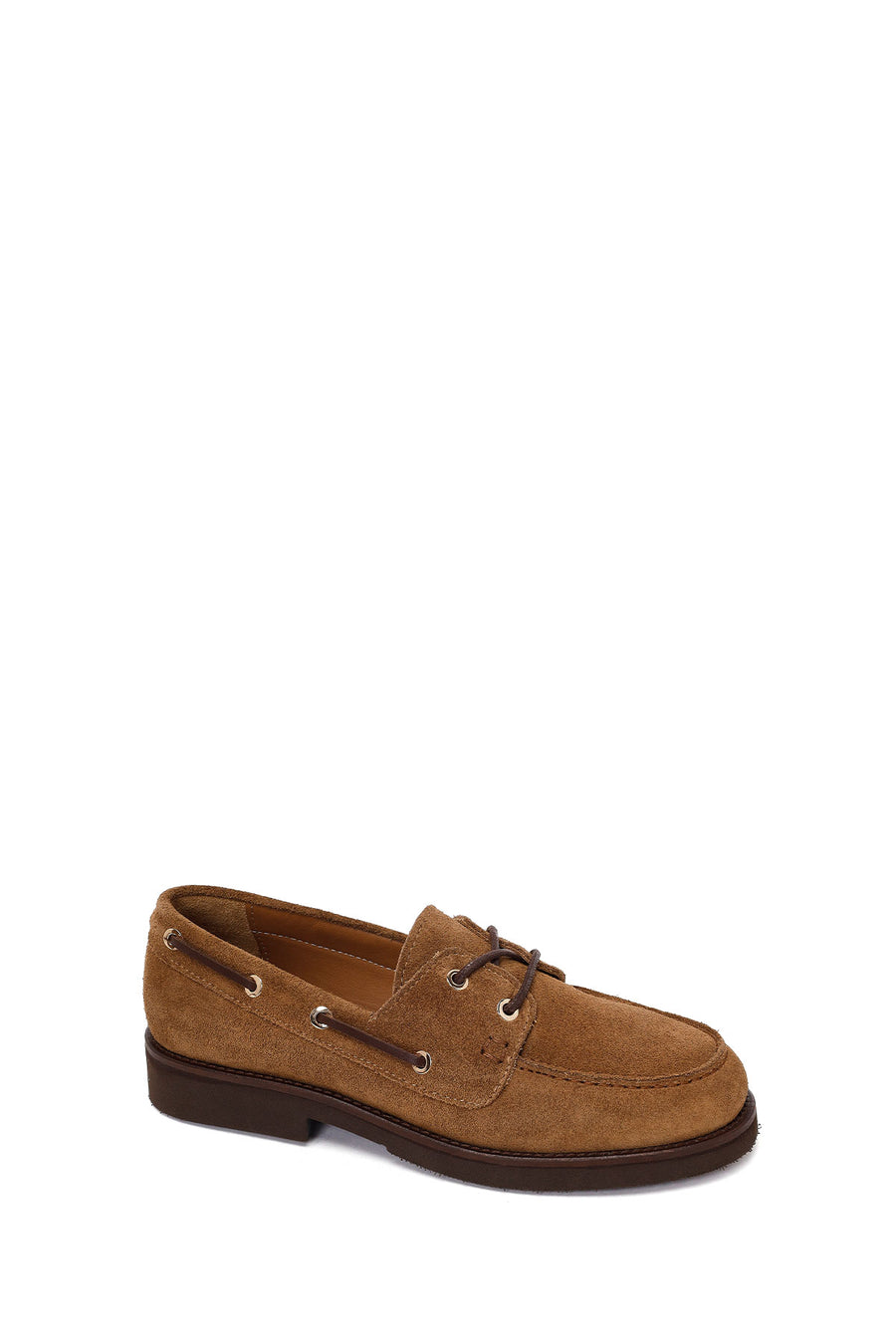 Woman Tan Lace-up Suede Casual Shoes