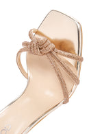 Women's Gold Ankle Buckle Stoned Thin Heel Sandals | Derimod