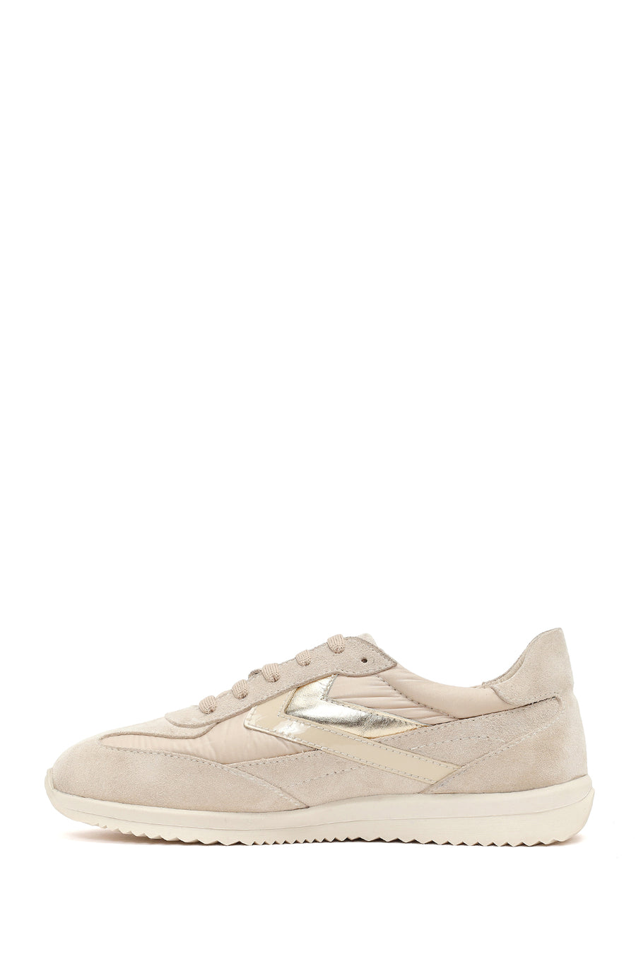 Kadın Bej Bağcıklı Süet Deri Sneaker