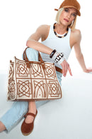 Women's Camel Long Strap Patterned Fabric Shoulder Bag | Derimod