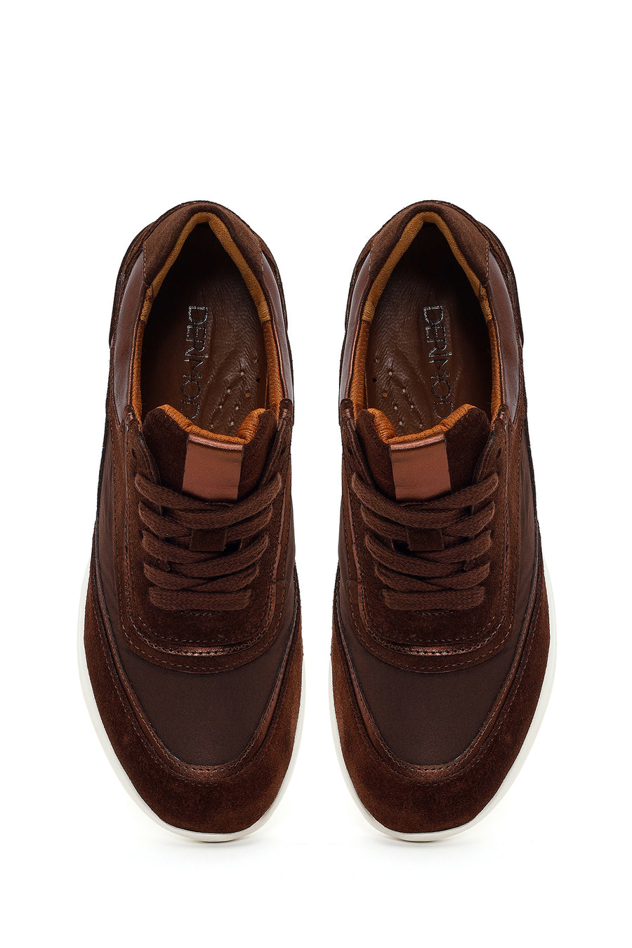 Woman Brown Lace-Up Wedge Suede Leather Sneaker