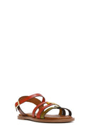 Women's Multicolored Leather Bodrum Sandals | Derimod