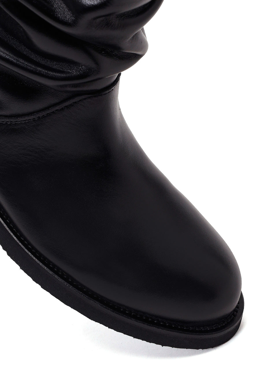 Woman Black Leather Casual Boots