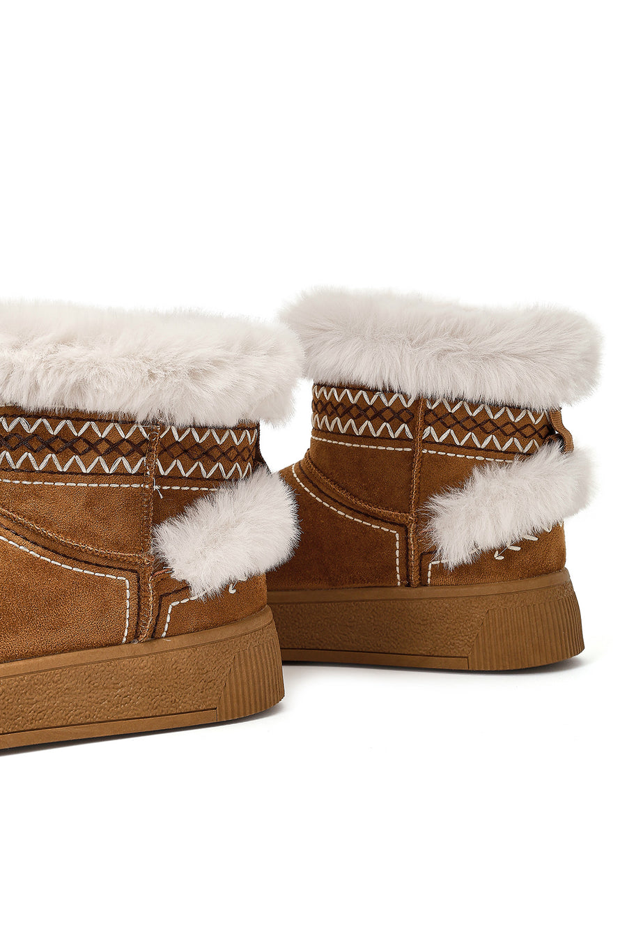 Women's Tan Chunky-Soled Suede Teddy Boots