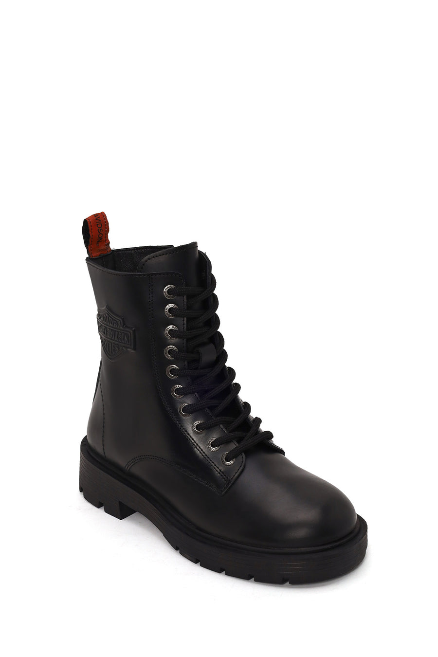 Harley Davidson Woman Black Cree Zip Closure Leather Combat Boots