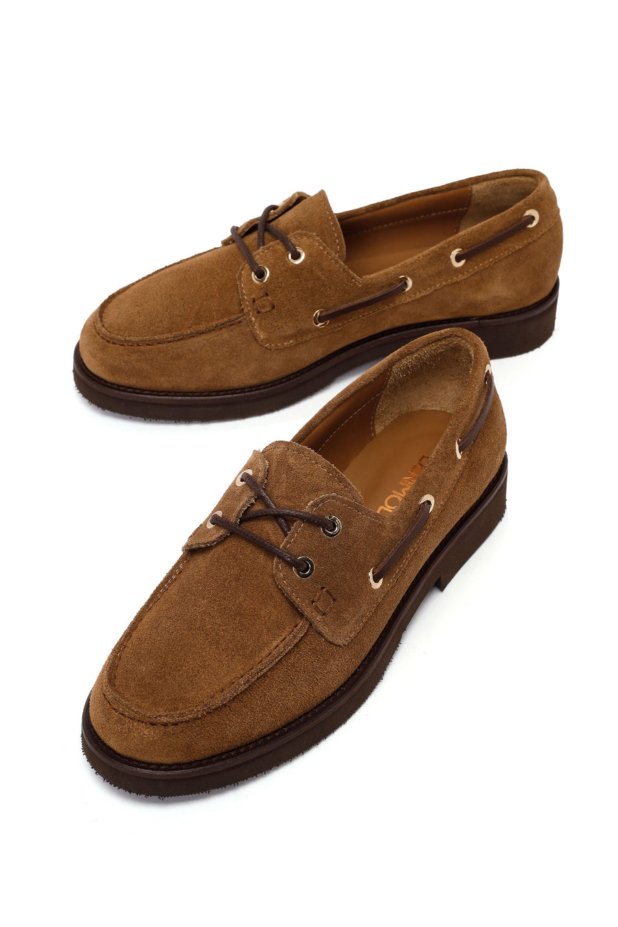 Woman Tan Lace-up Suede Casual Shoes