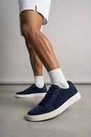Erkek Lacivert Bağcıklı Süet Deri Sneaker | Derimod