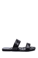 Women's Black Quilted Flat Slippers | Derimod