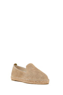 Women's Beige Patterned Suede Leather Espadrilles | Derimod