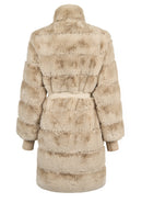 Pinzolo Woman White Belted Teddy Coat | Derimod