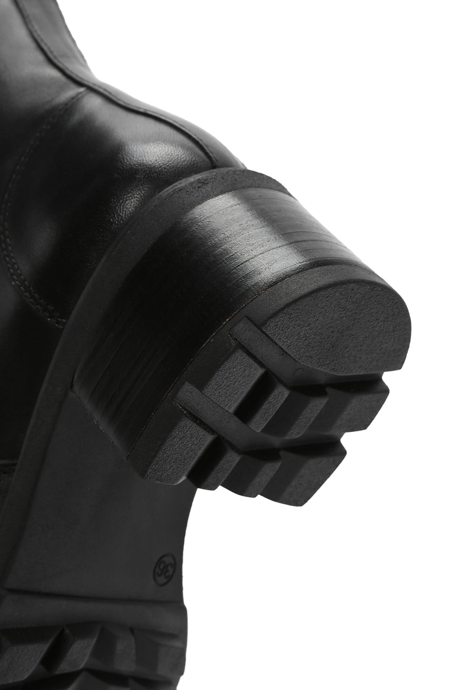 Women's Black Thick Heeled Leather Boots