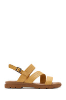 Women's Yellow Ankle Buckle Leather Sandals | Derimod