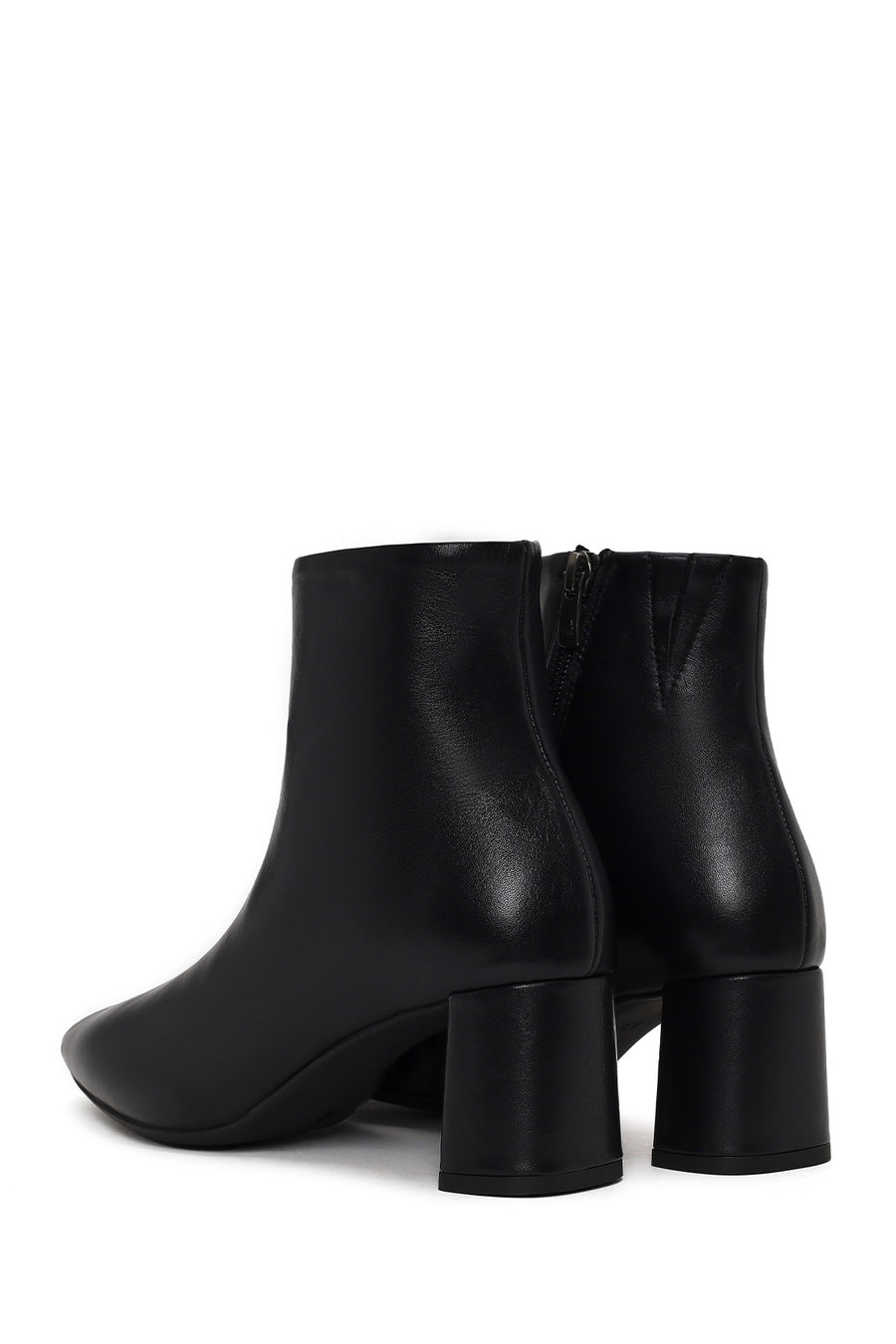 Derimod Flex Woman Black Zip Closure Chunky-Heeled Leather Boots
