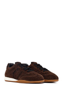 Woman Brown Laced Suede Leather Sneakers | Derimod