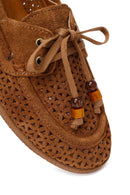 Woman Tan Tasselled Suede Leather Loafer | Derimod