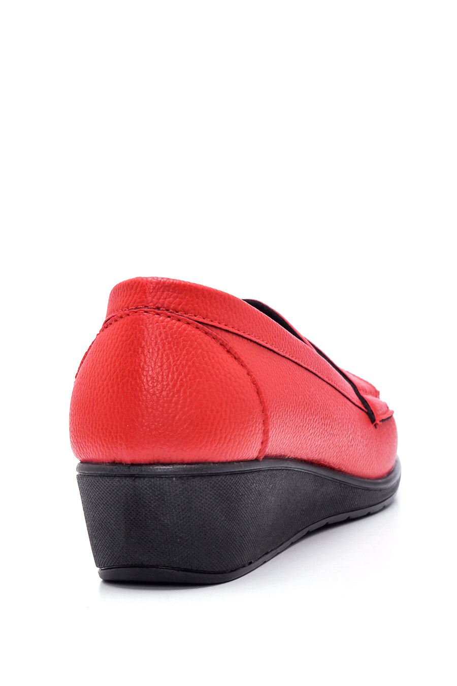 Women's Red Wedge Heeled Loafer