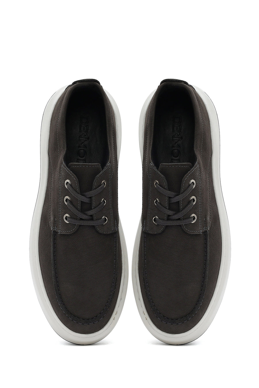 Men's Gray Lace-Up Nubuck Leather Casual Shoes