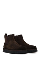 Male Brown Thick-Soled Suede Casual Chelsea Boots | Derimod