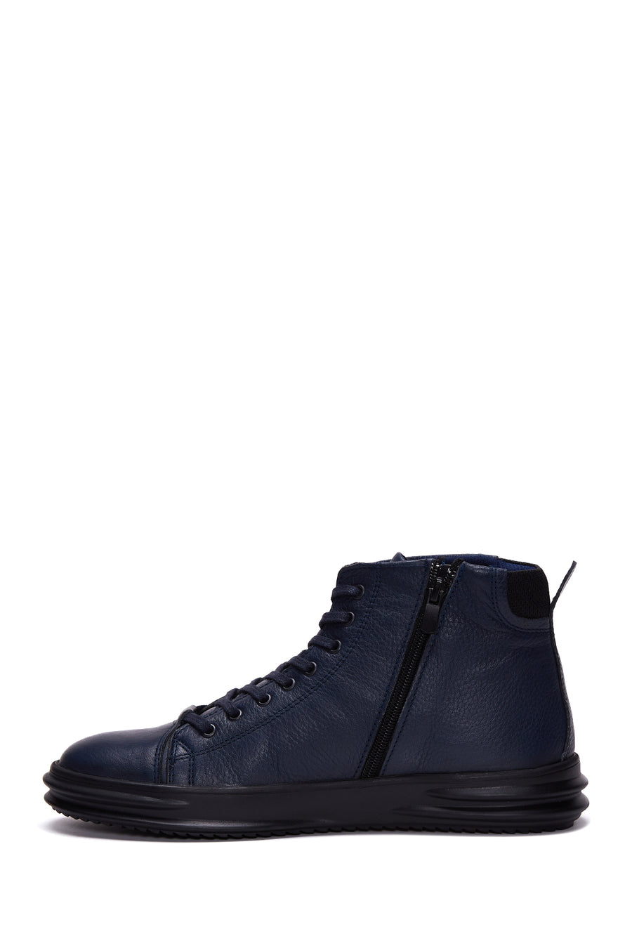 Men's Navy Blue Leather High Top Sneaker