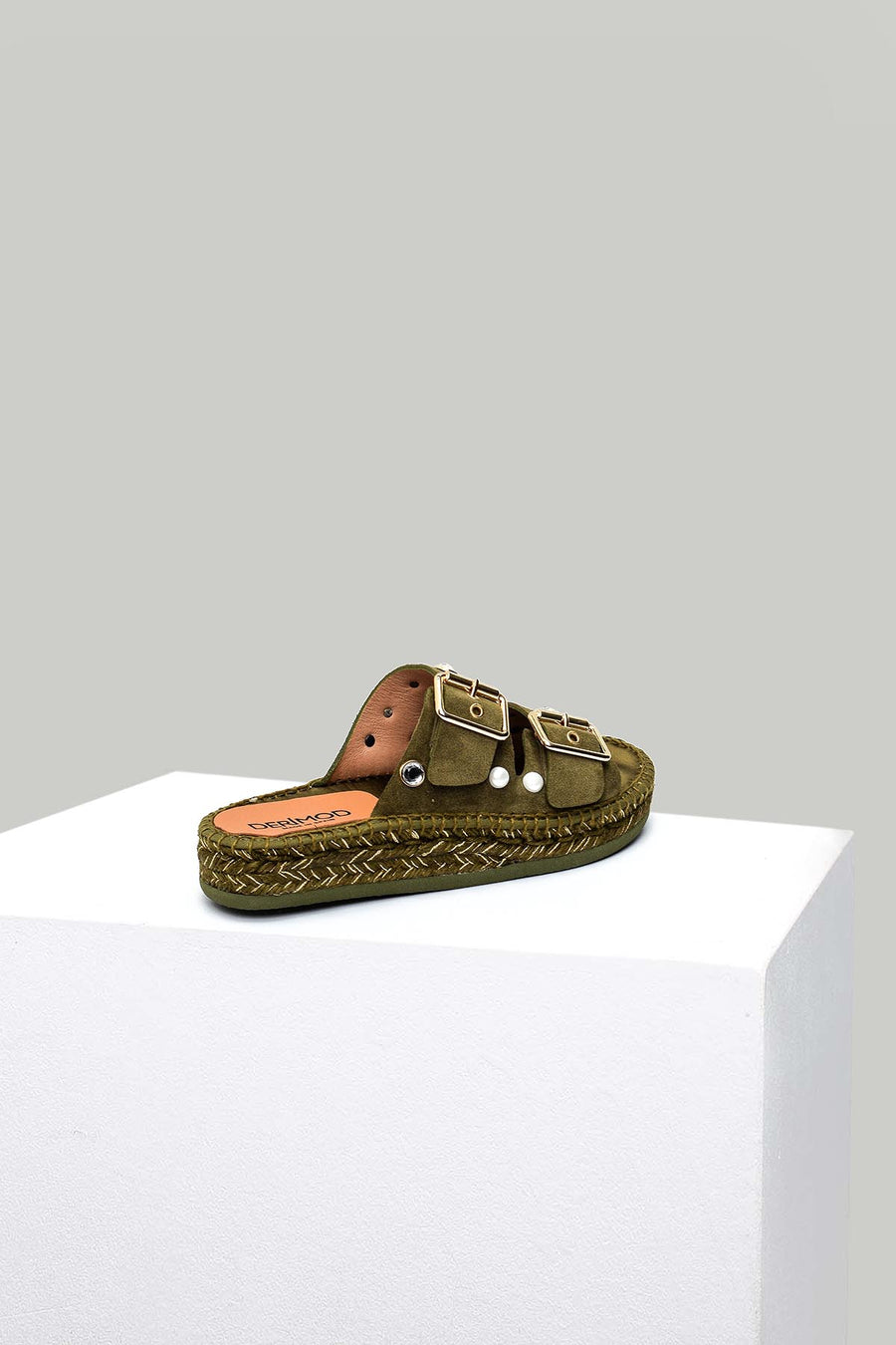 Women's Green Leather Slippers