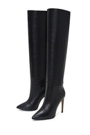 Women's Black Leather Heeled Boots | Derimod