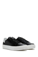 Woman Black Lace-Up Leather Sneaker | Derimod