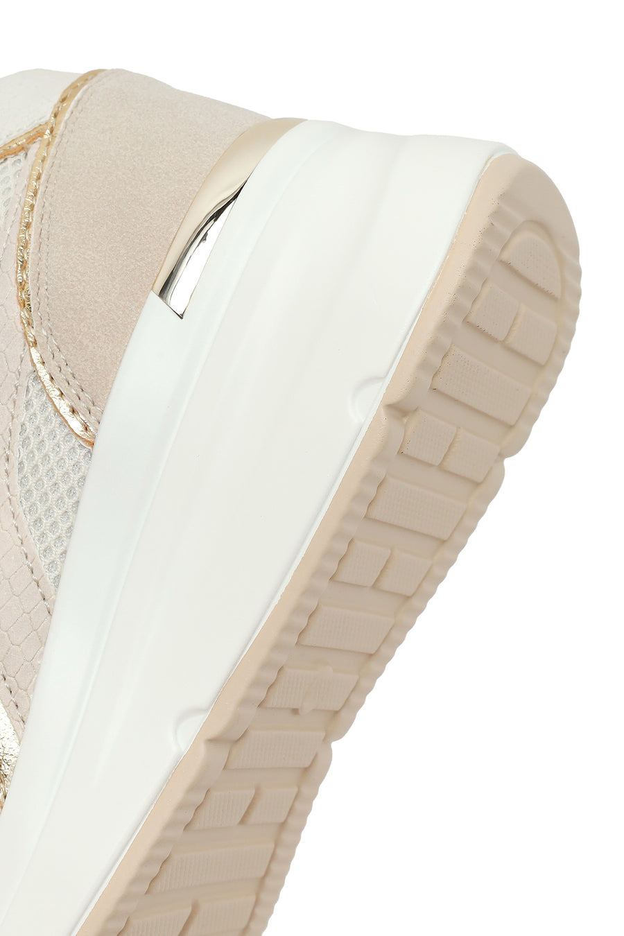 Kadın Bej Bağcıklı Dolgu Topuklu Sneaker