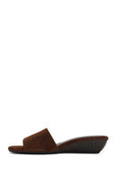 Women's Brown Thick-Soled Suede Leather Slippers | Derimod