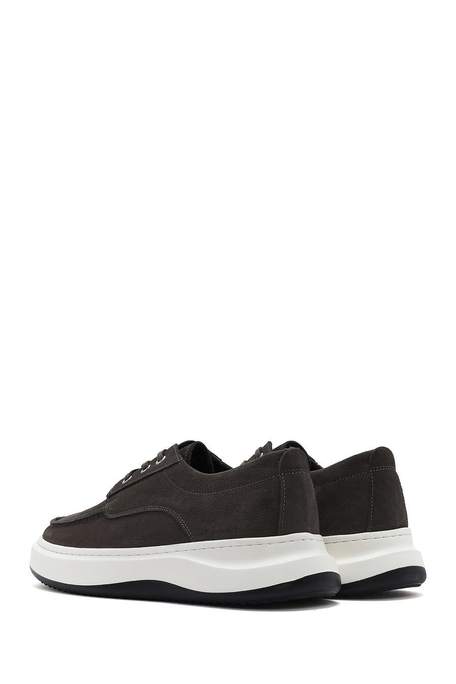 Men's Gray Lace-Up Nubuck Leather Casual Shoes