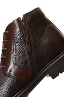 Men's Brown Leather Zippered Casual Boots | Derimod