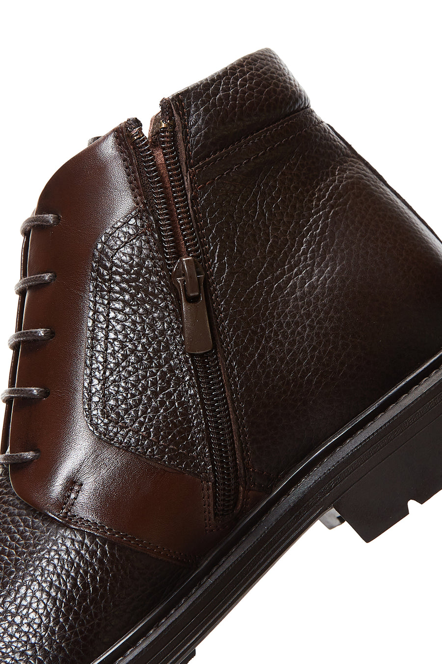 Men's Brown Leather Zippered Casual Boots