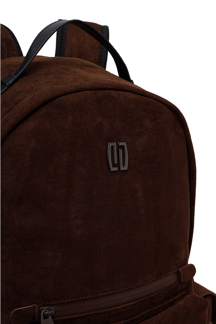 Unisex Brown Suede Fabric Backpack