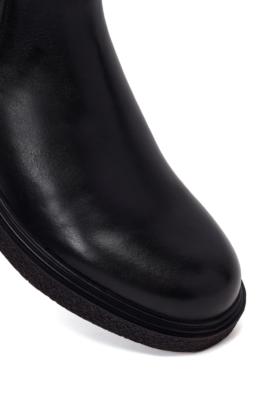 Male Black Thick-Soled Leather Chelsea Boots