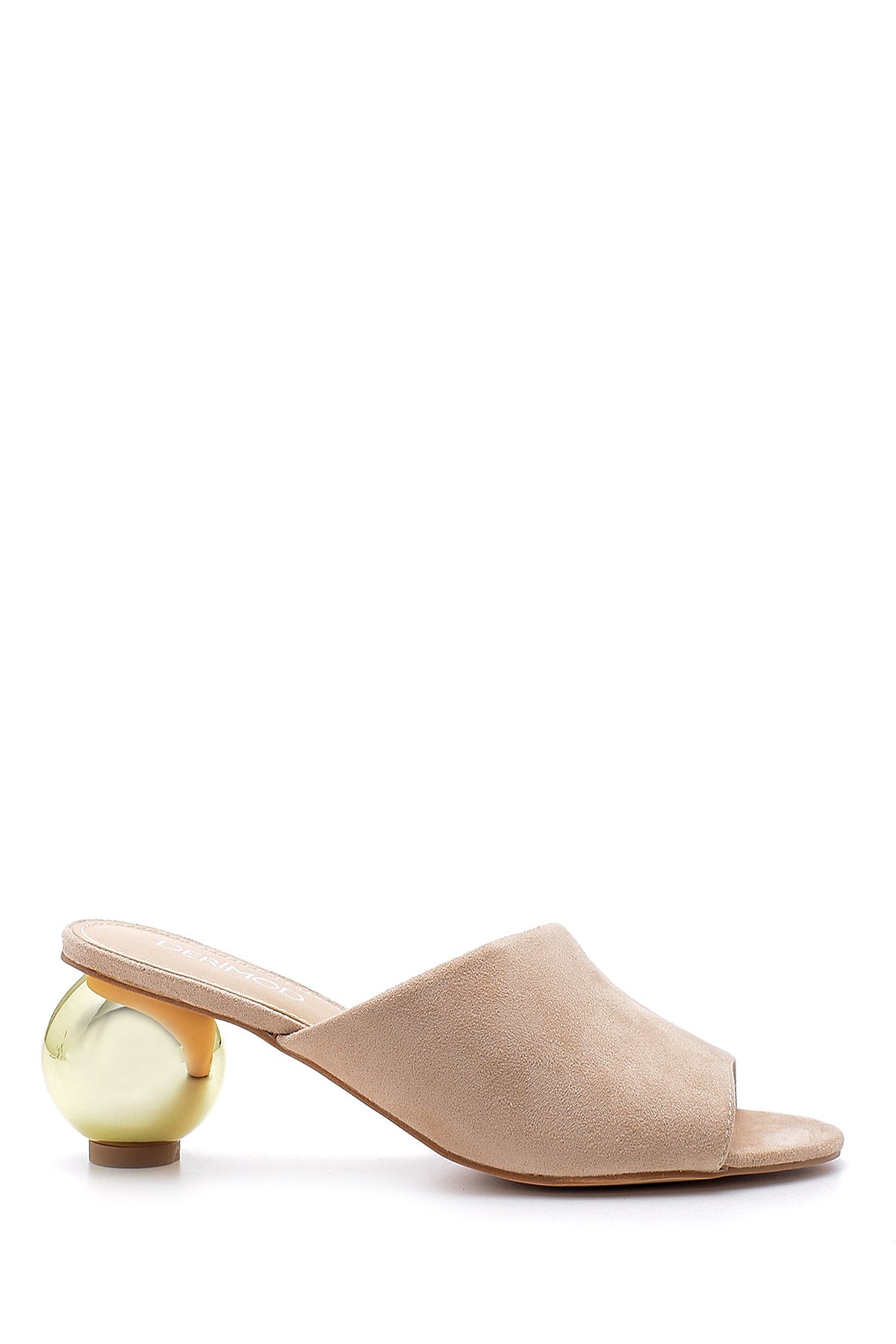 Women's Suede Round Heeled Slippers 20SFE200310 | Derimod