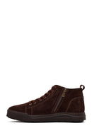 Men's Brown Suede Leather Boots with Zipper | Derimod