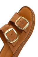 Woman Powder Buckled Suede Comfort Slipper | Derimod