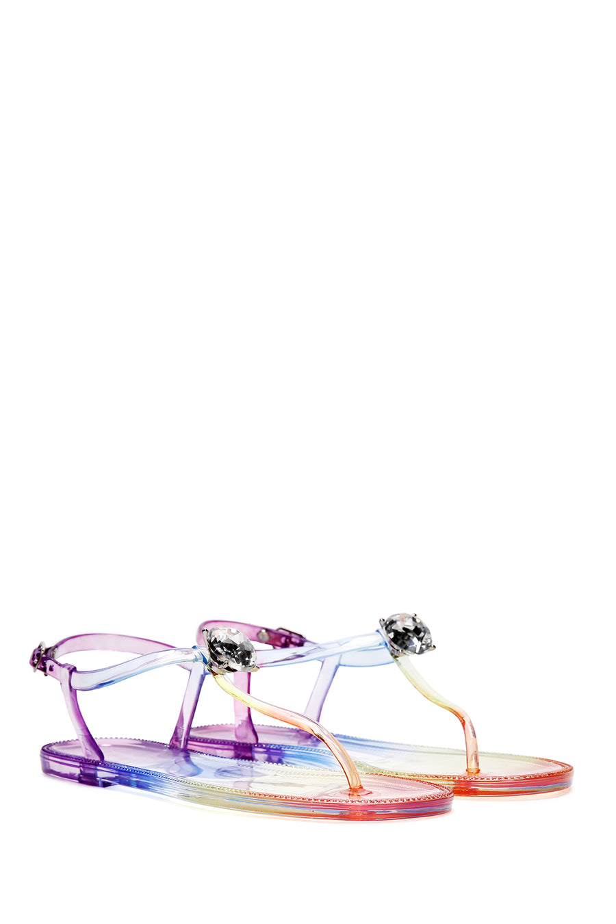 Women's Multicolored Jelly Stone Flip Flops Sandals