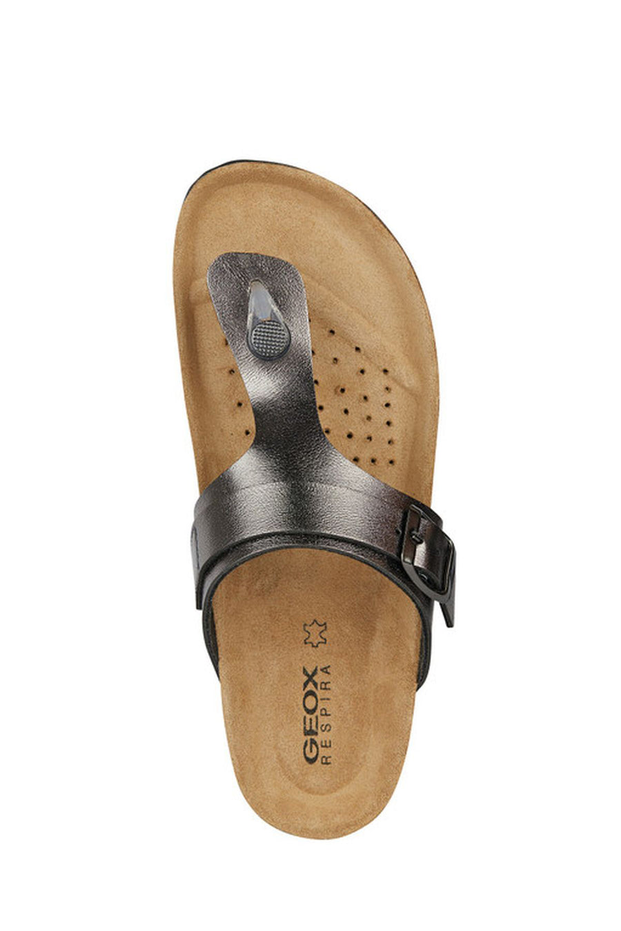Geox Women's Gray Brionia Leather Flip Flops