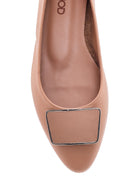 Women's Beige Leather Buckled Ballerinas | Derimod