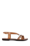Women's Tan Leather Bodrum Sandals | Derimod