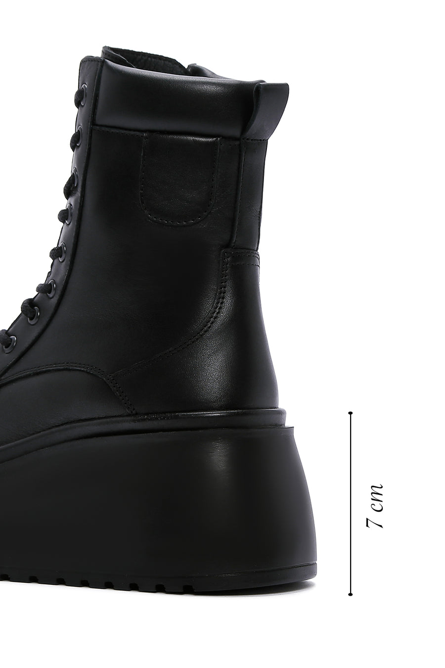 Women's Black Leather Platform Boots