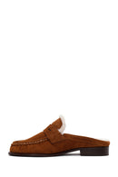 Woman Tan Suede Slipper | Derimod