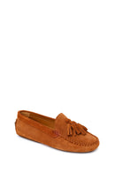 Woman Tan Tasselled Suede Leather Loafer | Derimod