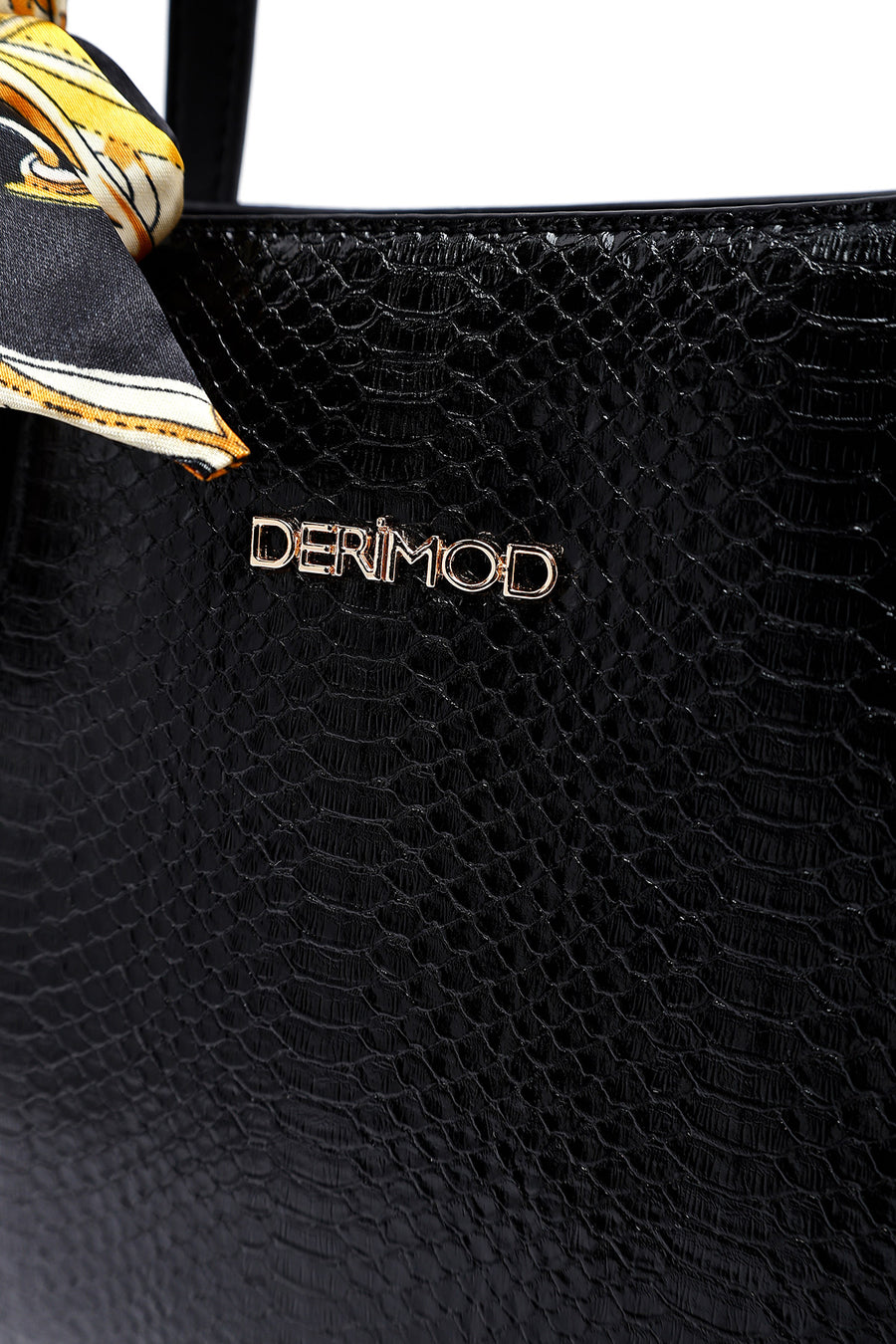 Women's Black Patterned Classic Handbag