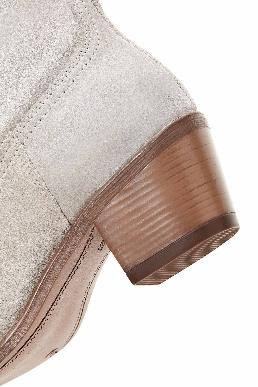 Women's Beige Suede Leather Heeled Cowboy Boots