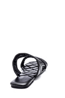 Women's Black Quilted Flat Slippers | Derimod
