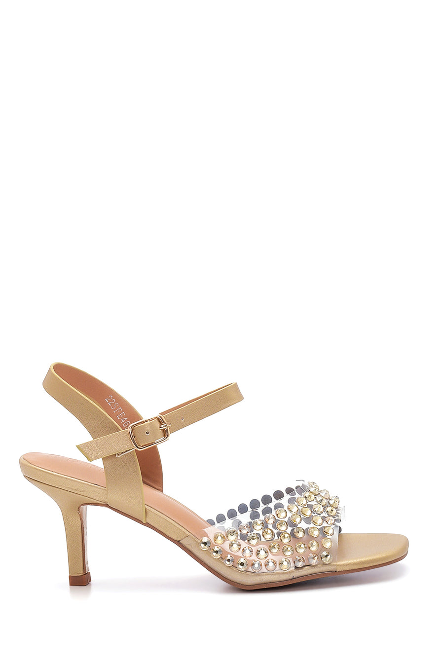 Women's Gold Stone Heeled Sandals 22SFE4694PV | Derimod