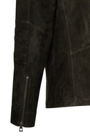 Lorenzo Male Gray Stand Collar Suede Leather Jacket | Derimod