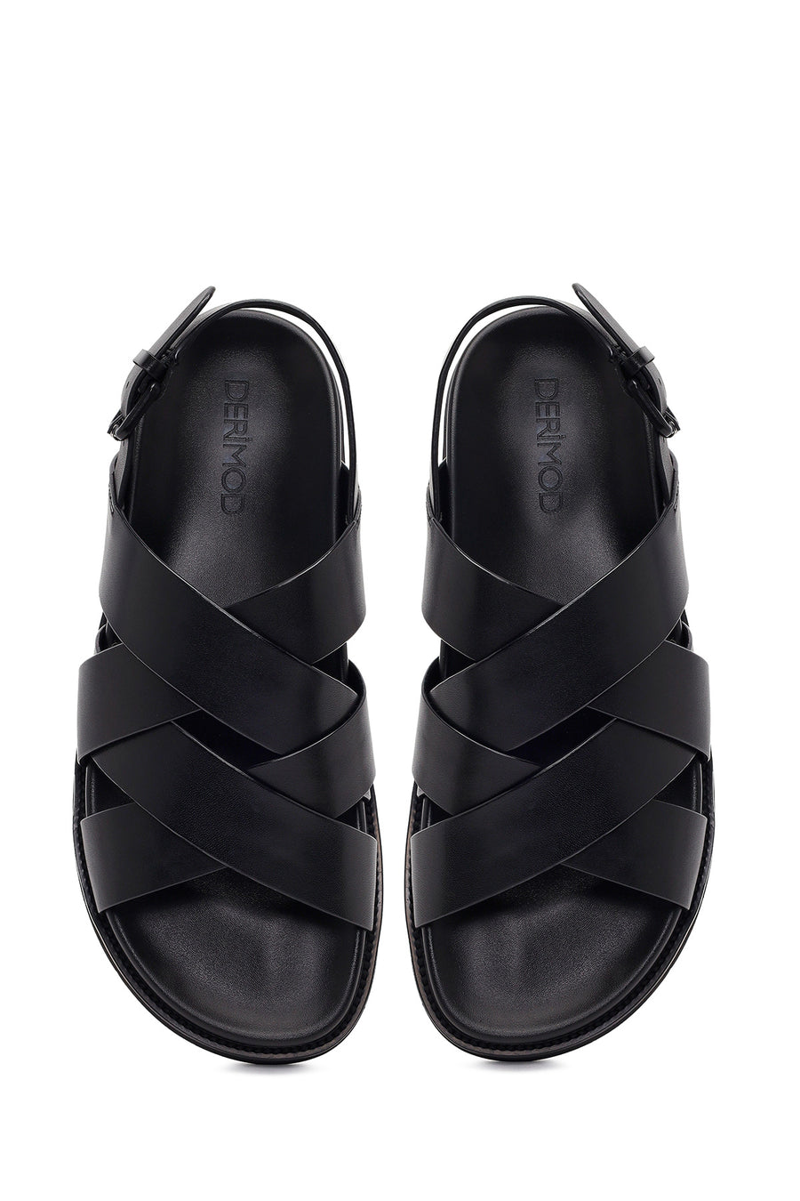 Men's Black Leather Sandals